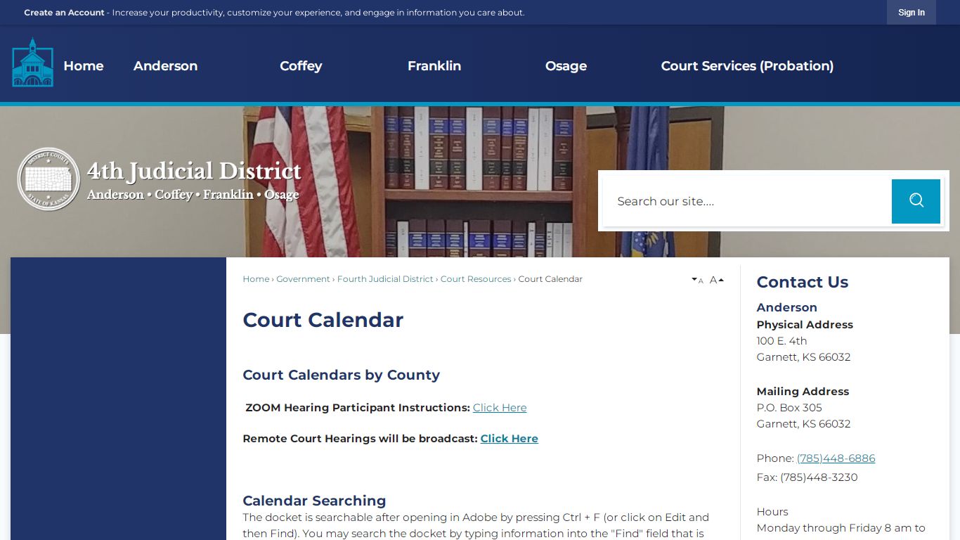 Court Calendar | Franklin County, KS - Official Website